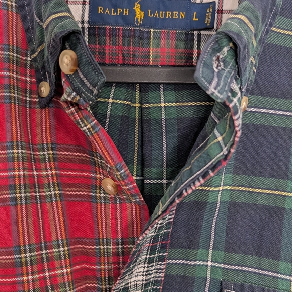 Ralph Lauren Patchwork Plaid Cotton Button Down Shirt - Picture 2 of 3